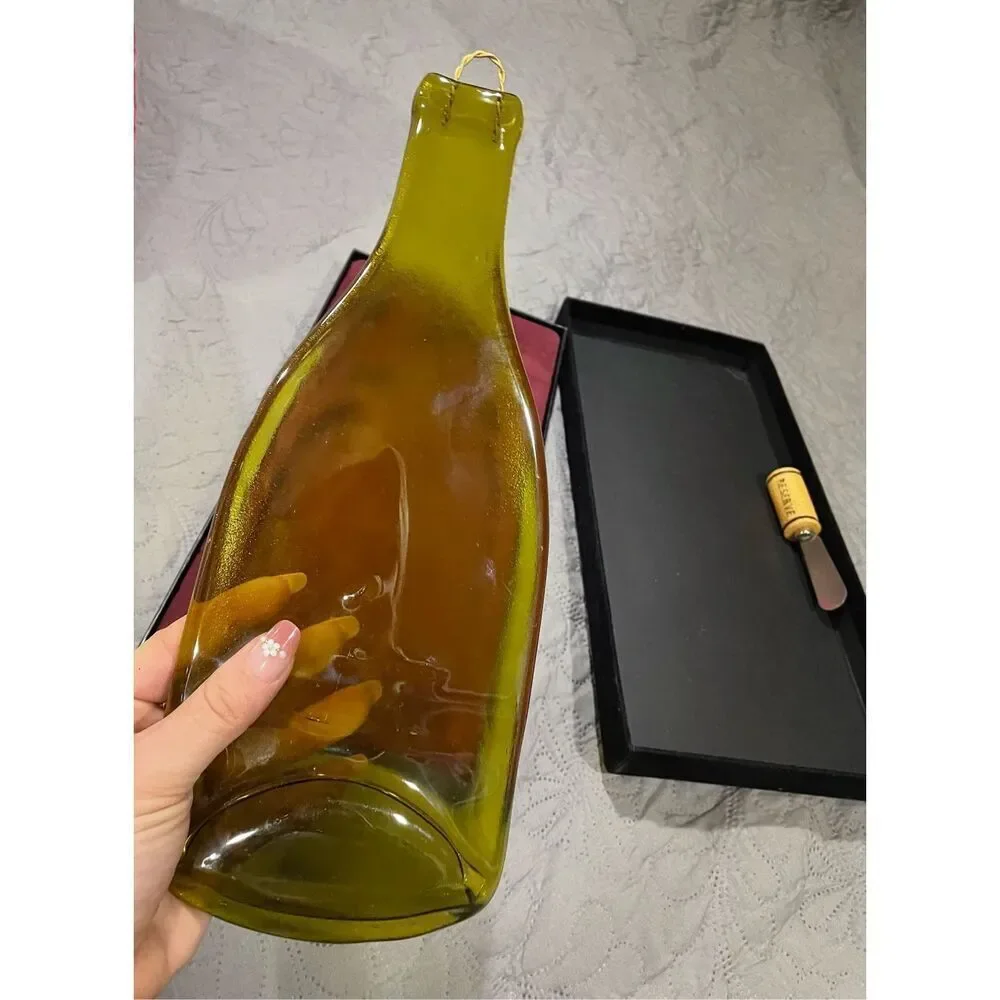 Wine Glass Cheese Platter and Spreader In Box